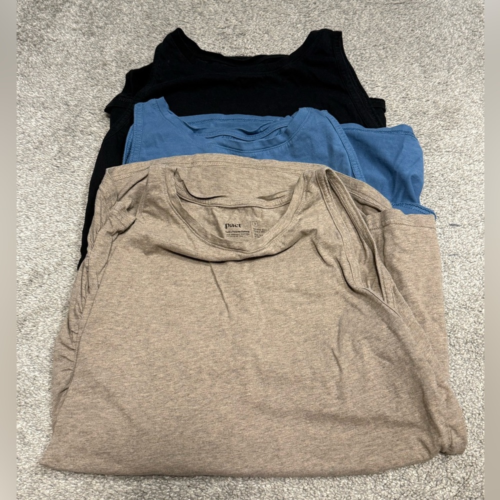 Pact Women's Tank Tops - Beige, Blue, Black (3 Pack)